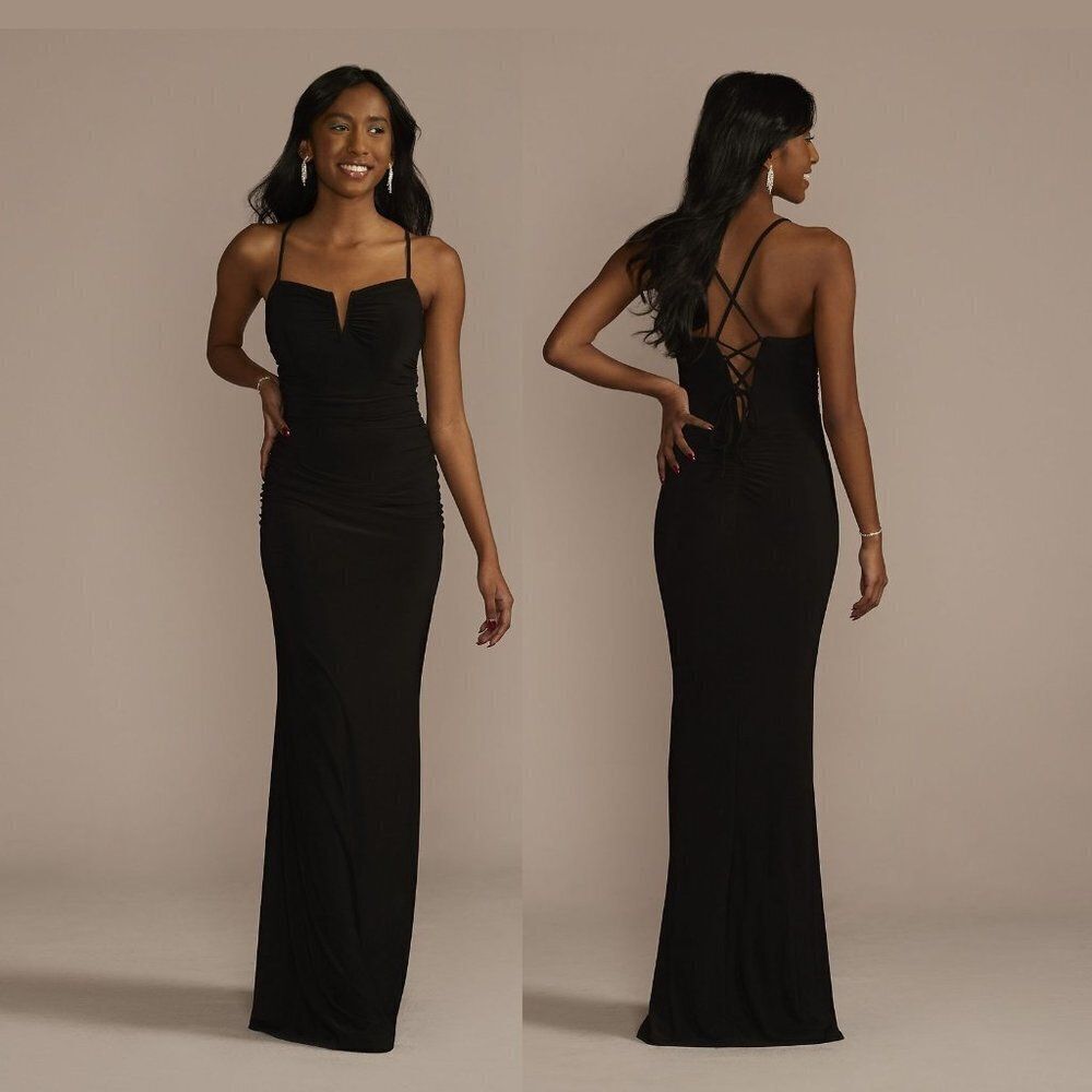 Jules & Cleo Elegant Ruched Jersey Sheath Dress Party Whimsy Prom Homecoming